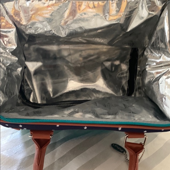 Navy and Teal Zippered Cooler Bag NWOT - Picture 2 of 8